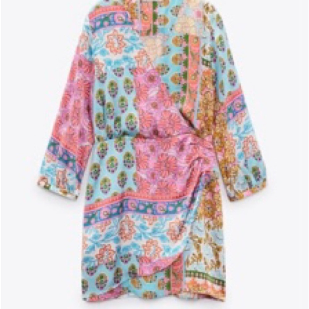 Zara patchwork print multi color dress